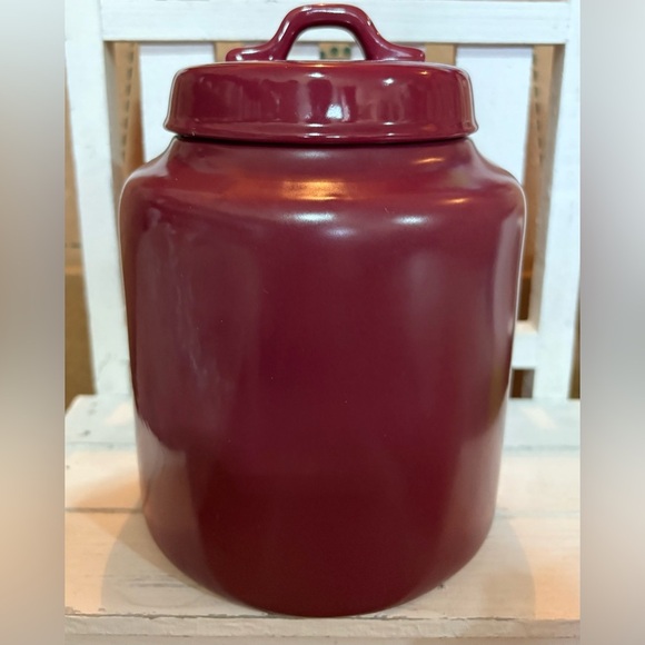 Rae Dunn Burgundy Artisan “COZY” Canister - Picture 3 of 3
